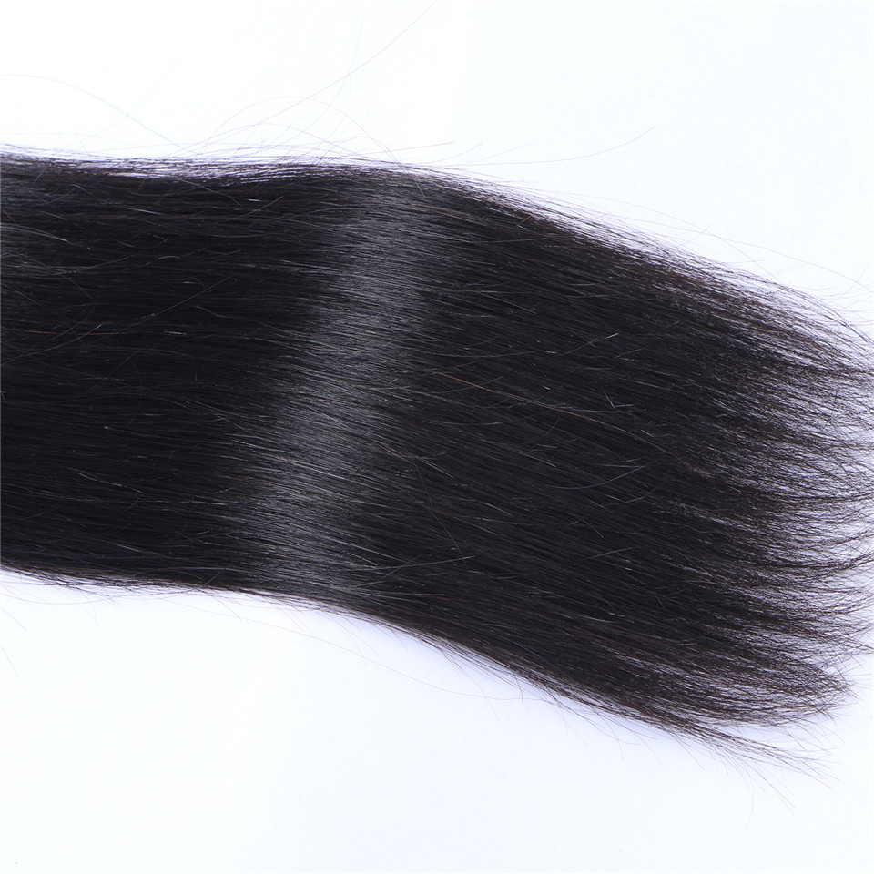 Brazilian Straight Hair Bundles with Closure Free Middle 3 Part Double Weft Human Hair Extensions Dyeable Human Hair Weave FEDEX Shipping