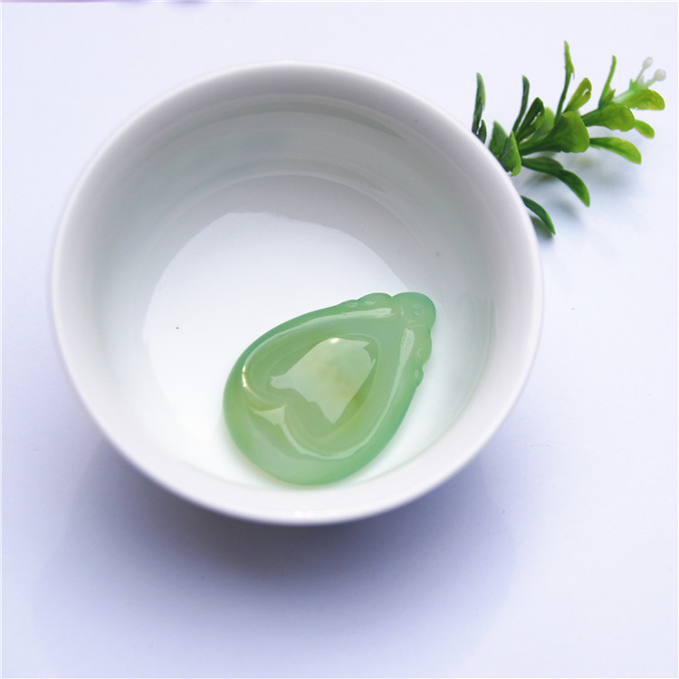 Natural agate type water droplets (heart). Talisman necklace pendant