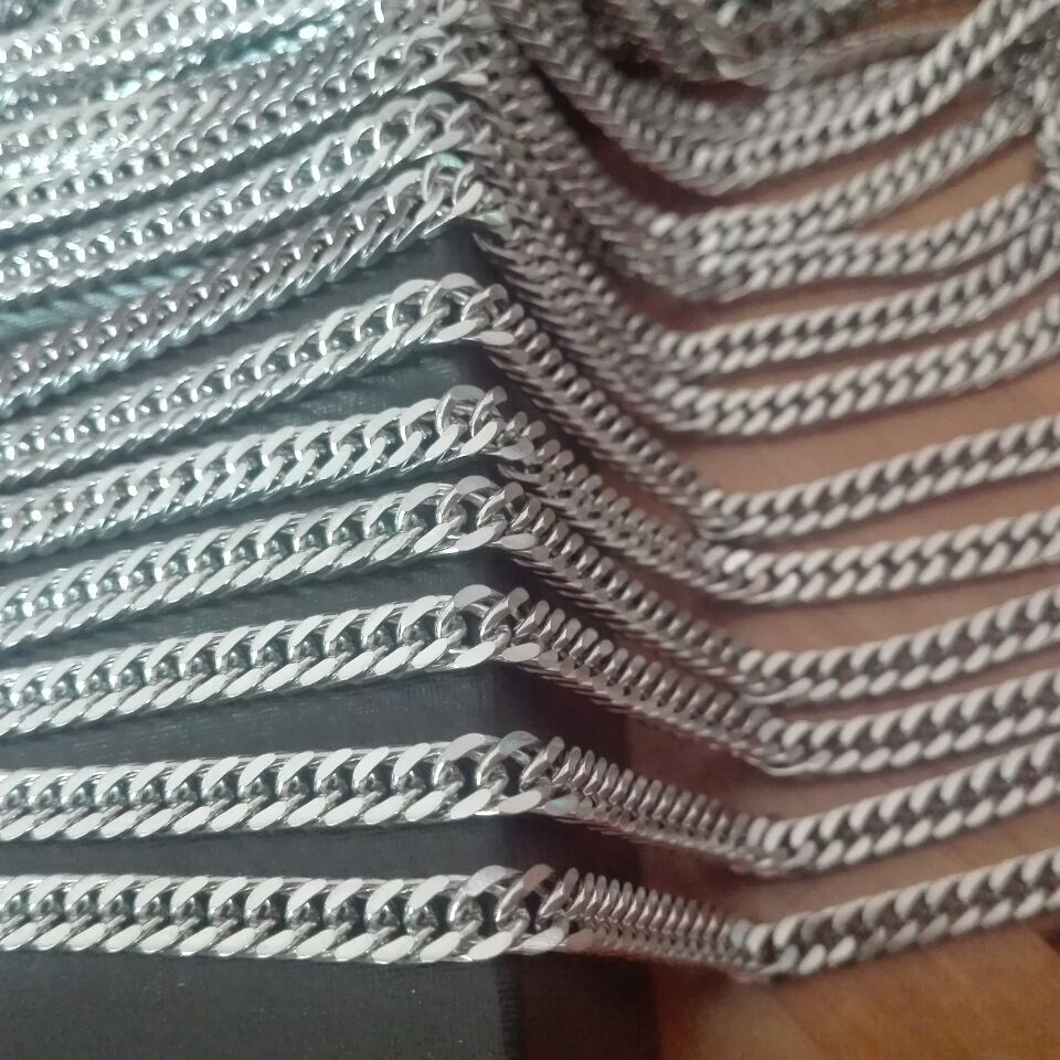 new list in bulk 10meter Lot Silver TOne Stainless steel jewelry finding double curb link chain 4mm wide DIY