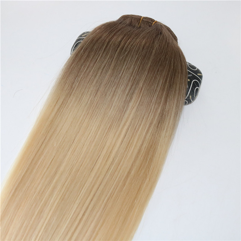 #8 #60 613# Full Head Clip In Human Hair Extensions Ombre Medium Brown Ombre Hair Light Blonde Balayage Highlights 7PCS a lot 120gram