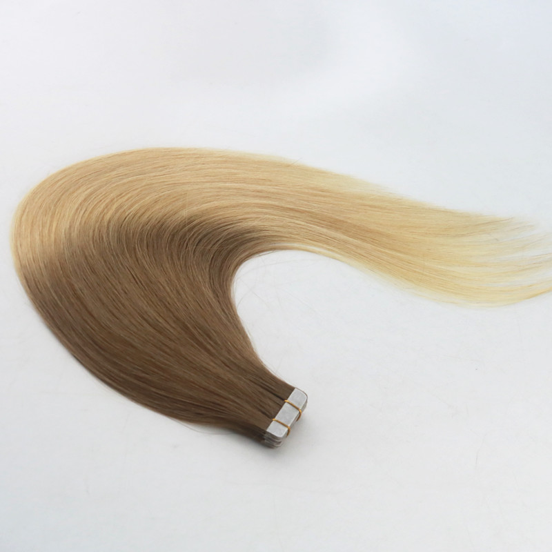 Ombre Color #6#613 High Quality Tape in Hair Extensions Seamless Virgin Human Hair Skin Weft Slik Straight Tape on Extension 100g Per Piece