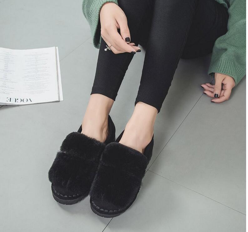 SELL Factory boots women's BLACK shoes winter hot style thermal wool casual flat shoes