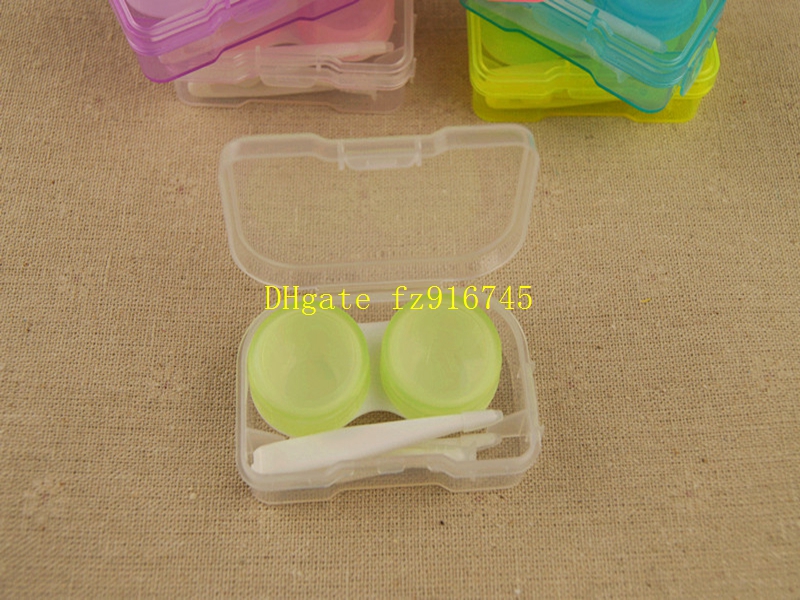 50psets/lot freeshipping 4 in 1 kit Companion box, contact lens box Eyeglasses Case Mini Contact Lens Easy Carry Case with tweezers & stick