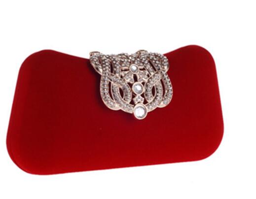 Brand Women Small Shoulder Bags Glossy Rhinestone Evening Purse Mini Party Clutch Handbag Red SMYXS Evening Bags