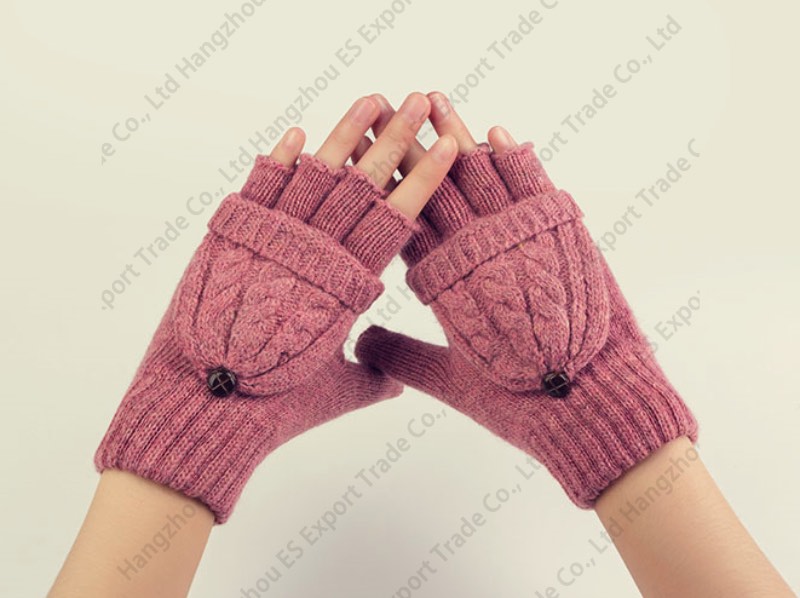 Woolen Women Clamshell Gloves Double Twist Cover With Warm Mittens Half Fingers Fashion