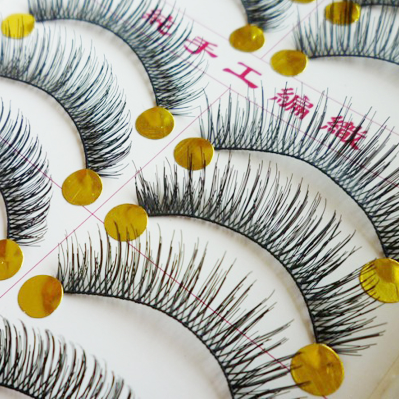 Hot! Handmade Natural False Eyelashes Cotton Thick Eyelashes Terrier E-5 Natural Bare Makeup Cross Thick False Eyelashes