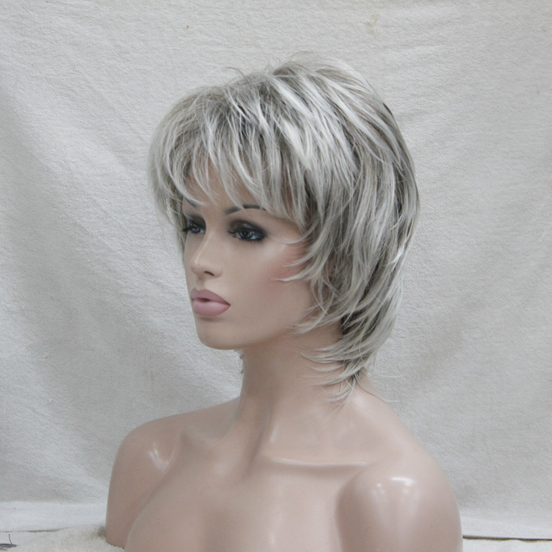 Free shipping!2017 Elegant charming fluffy layered light gray/grey mix and dark root wavy women' synthetic 14" full wig, Black
Free shipping!2017 Elegant charming fluffy layered light gray/grey mix and dark root wavy women' synthetic 14" full wig, Black