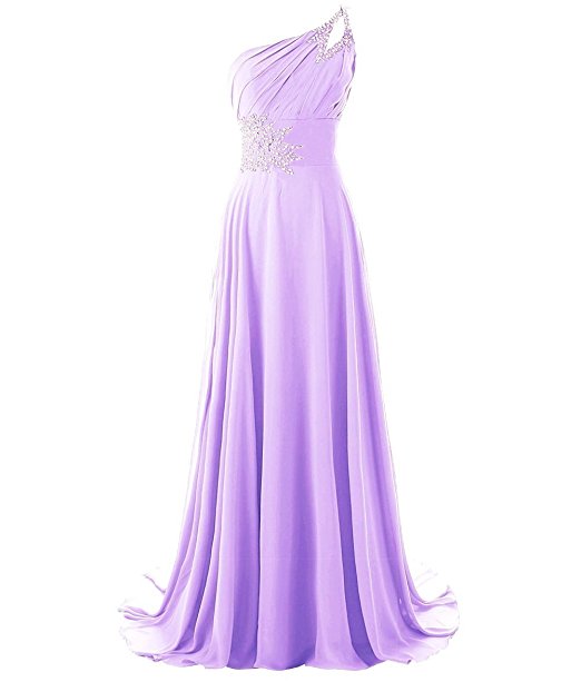 One Shoulder Gradient Chiffon Prom Dresses Sparkle Beaded Sequined Floor-Length Long Ombre Formal Evening Bridesmaid Party Gown Special Occasion Dress
