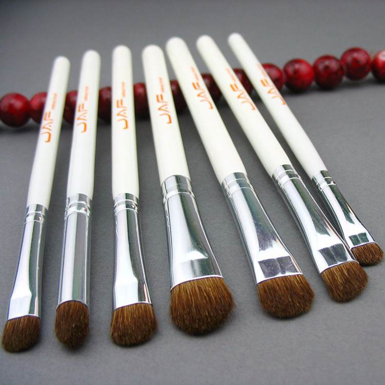 JAF Classic 7pcs Brushes for Makeup 100% Natural Animal Horse Pony Hair Eye Makeup Brush Set white/black/pink