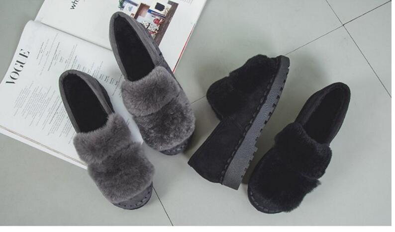 SELL Factory boots women's BLACK shoes winter hot style thermal wool casual flat shoes