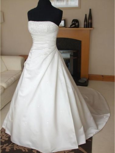 newest white elegant aline sweetheart satin wedding dresses appliques beaded lace up plus size wedding party bridal gowns bm56