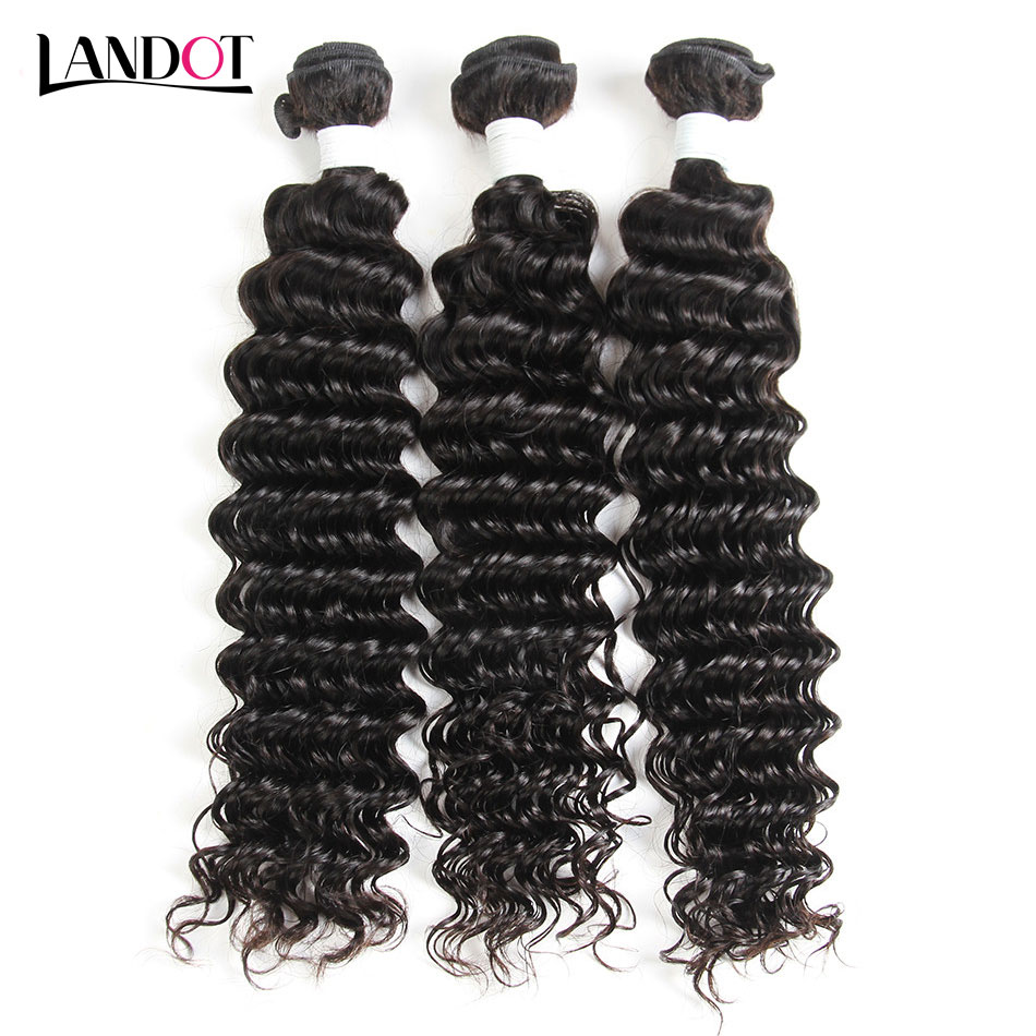 4 Bundles Lot Brazilian Deep Wave Curly Virgin Hair Weaves With Top Lace Closures Unprocessed Malaysian Peruvian Indian Mongolian Human Hair