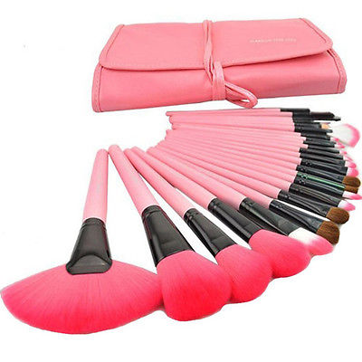 Ladies Pro Makeup Brush Eyebrow Shadow Cosmetic Set Kit +Pouch Bag 32/24 PCS New #R487
