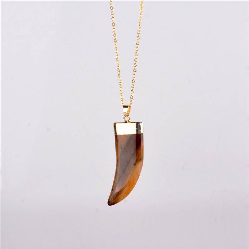 2017 New Vintage Bullet Quartz Crystal Necklace Pendant For Women Gold Chain Natural Stone Amethyst Necklaces & Pendants Jewelry Bijoux