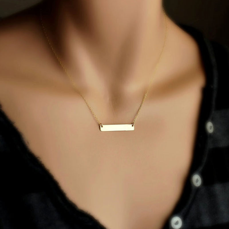 50pcs/lot European Star Brand Simple Elegant Pendant Necklace Gold Plated Alloy Bar Single Paragraph Short Chians Necklace
