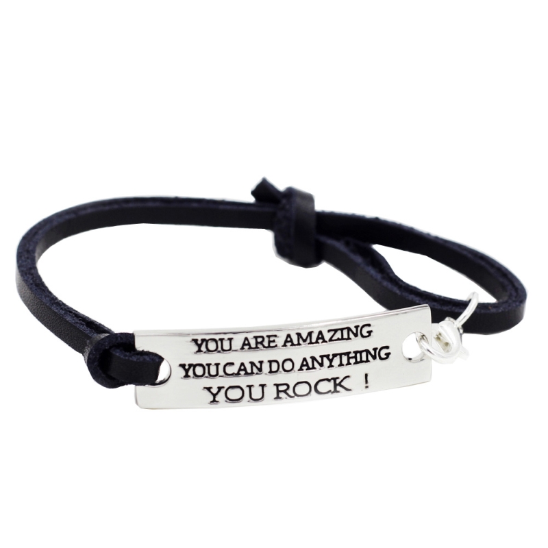 "You Are Amazing You Can Do Anything You Rock" Silver Leather Self-motivated Adjustable Inspirational Bracelet Encouraging Gifts For Girls W
"You Are Amazing You Can Do Anything You Rock" Silver Leather Self-motivated Adjustable Inspirational Bracelet Encouraging Gifts For Girls W