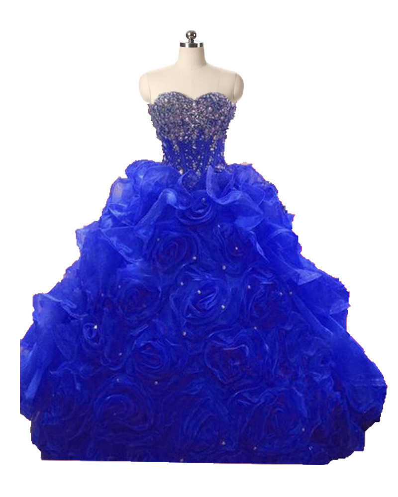 2017 Sexy Sweetheart Crystal Ball Gown Quinceanera Dress with Beading Flowers Organza Plus Size Sweet 16 Dress Vestido Debutante Gowns BQ80