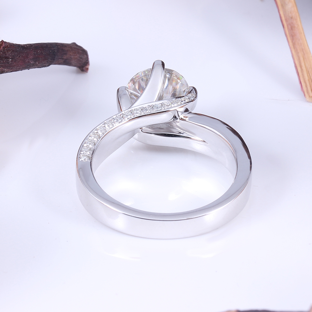 Queen Brilliance 1.5ctw Lab Grown Moissanite Diamond Engagement Wedding Ring Platinum Plated 925 Sterling Silver Women Jewelry q171026