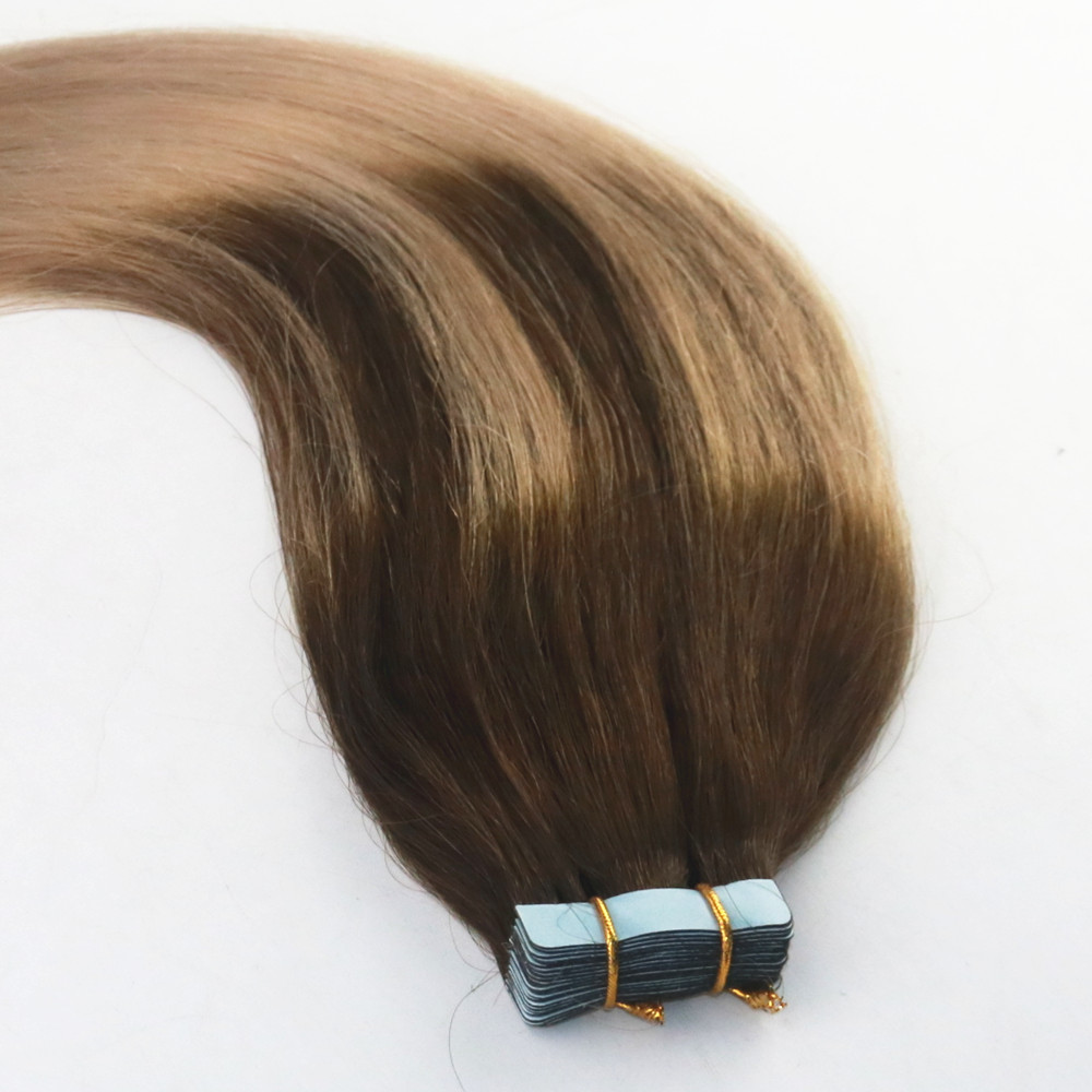 Balayage Color #4#18 Top Grade High Quality Hot Selling Virgin Remy Hair Straight Seamless Human Hair PU Tape Hair Extension 100G Per Bundle