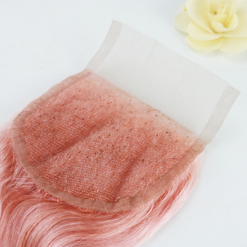 Wholesale Price Brazilian Virgin Hair 3 Bundles with Closure Unprocessed 100% Human Hair Bundles with Lace Closure Color Pink# Body Wave