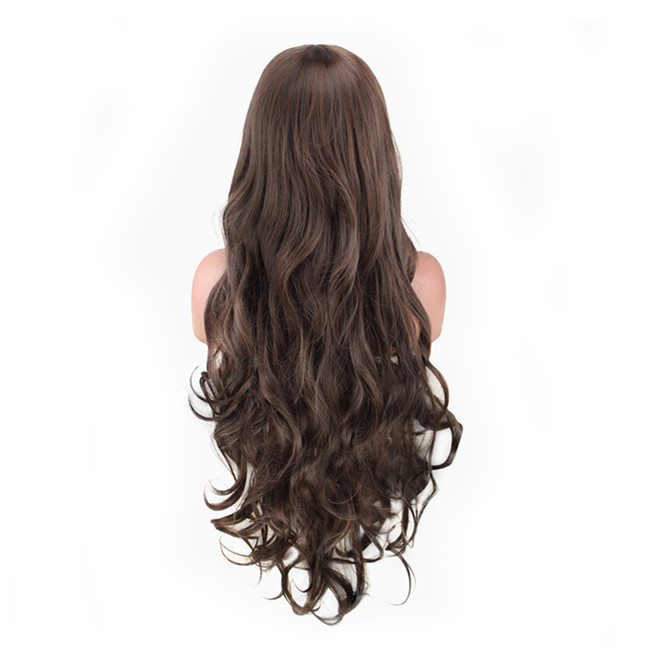 WoodFestival long curly brown wig synthetic fiber wigs for black women deep wave natural hair sexy 85cm