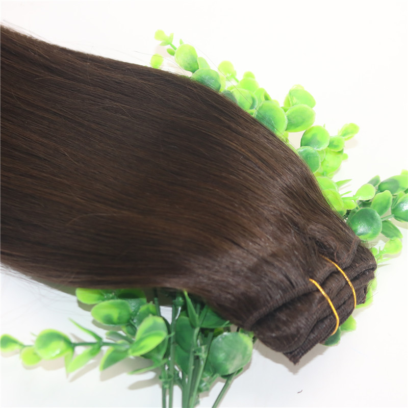 Clips Human Hair Extension 2# Dark Brown Straight Brazilian Human Hair 7PCS 120gram 12INCH 20INCH 26INCH