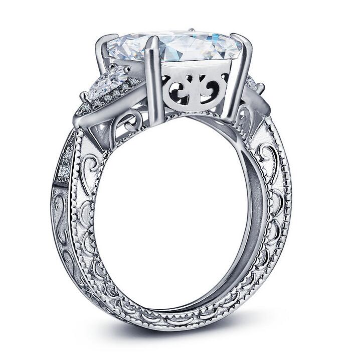 Vintage Sterg Sier Princess Cut White Topaz CZ Wedding Band Ring