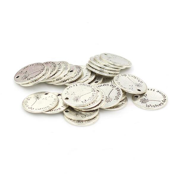 Wholesale-20MM Wishes do come true Dandelion Alloy Charms