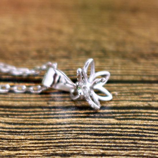 Sterling Silver 925 Plated White Gold 8-12mm Pearl or Round Bead Semi Mount Pendant clasp without necklace