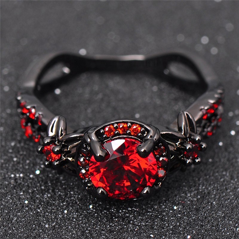 Victoria Wieck Retro Cool Jewelry 10kt Black Gold Filled Ruby Simulated Diamond Gemstones Wedding Engagement Women Band Round Ring Size5-11