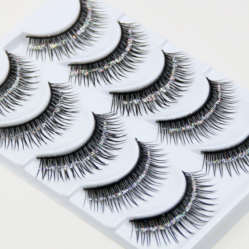 Hot!!! Natural False Eyelashes Bare Silver Sequins Glitter Makeup False Eyelashes Stage Makeup Bridal Makeup Thick False Eyelashes