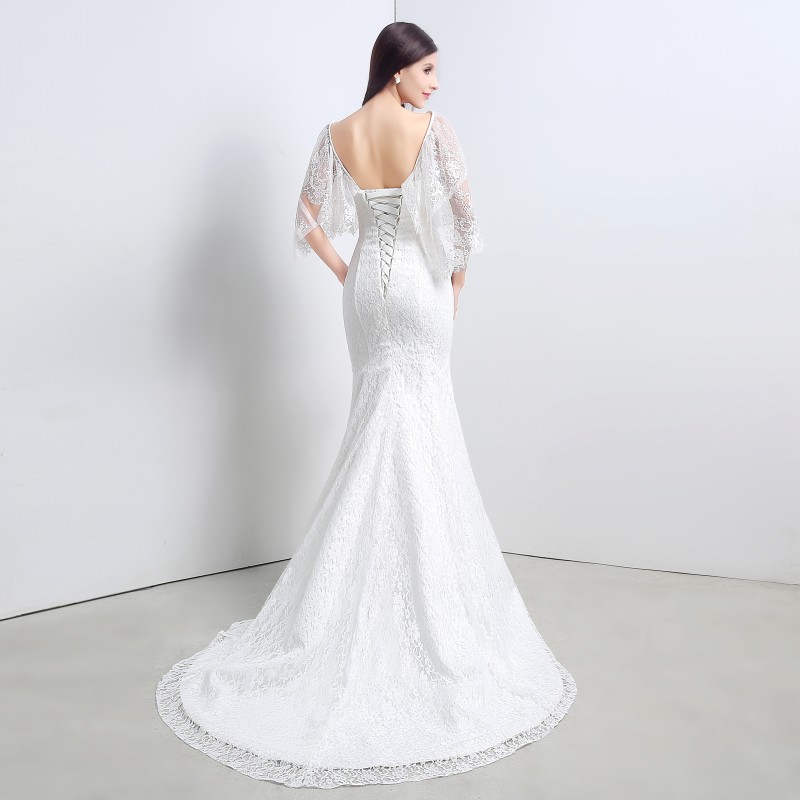 New Sexy White Ivory Cheap Mermaid Wedding Dresses 2017 Appliques Wedding Party Bridal Gowns Stock Size 6-16 QC334