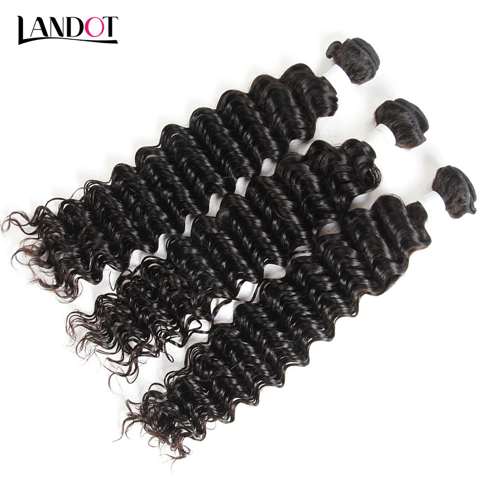 Brazilian Deep Wave Curly Virgin Human Hair Weaves Bundles Unprocessed Peruvian Malaysian Indian Mongolian Cambodian Curly Hair Extensions