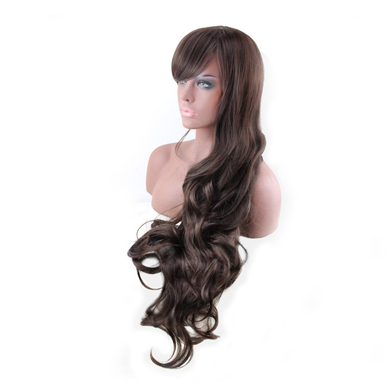 WoodFestival long curly brown wig synthetic fiber wigs for black women deep wave natural hair sexy 85cm