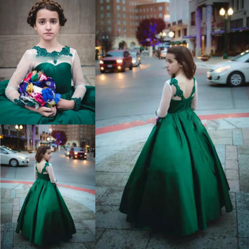 Dark Green Illusion Long Sleeves Flower Girl Dresses For Wedding Lace Appliques Satin A Line Girls Pageant Gowns Children Formal Party Dress, Purple
Dark Green Illusion Long Sleeves Flower Girl Dresses For Wedding Lace Appliques Satin A Line Girls Pageant Gowns Children Formal Party Dress, Purple