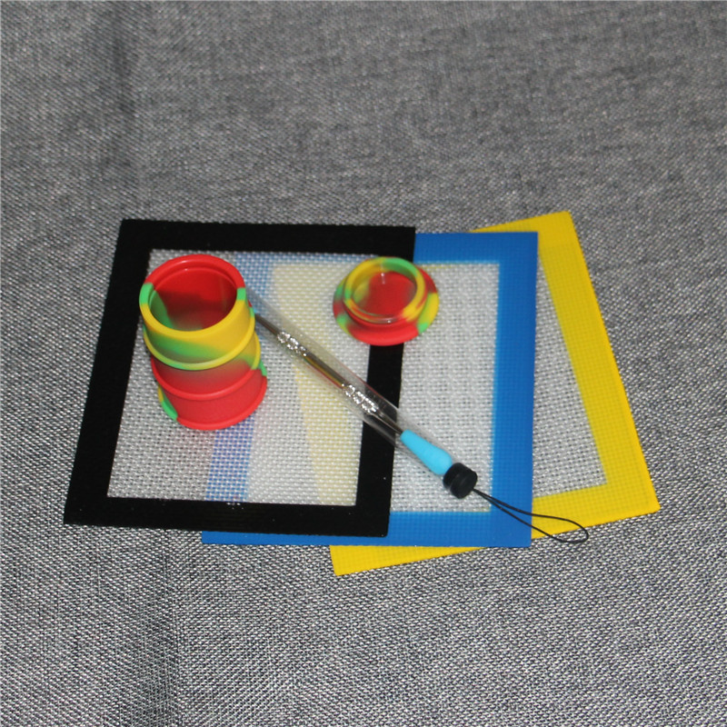 Silicone Kit Set With Silicone Dab Mat Pad oil Silicone Containers For Wax Dabs jars Stainless Dabber Tool
