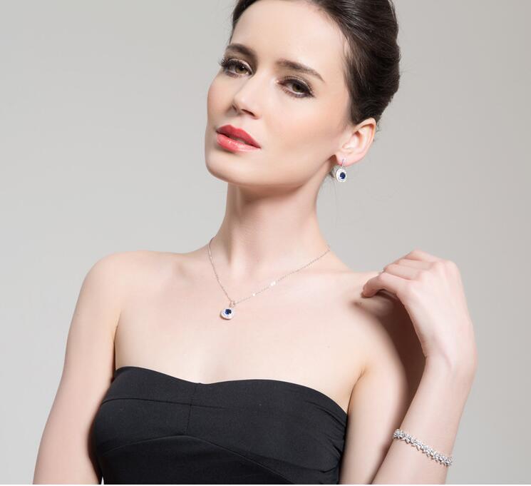 Stunning Sterg Sier White Sapphire Necklace for Women