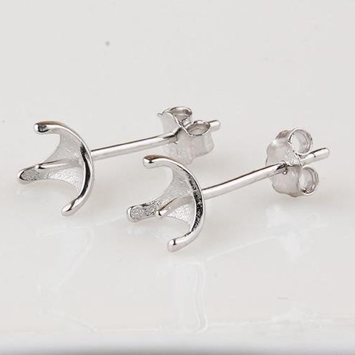 Fine Silver 925 Sterling Silver 6mm7mm8mm Round Semi Mount Earrings Women Jewelry Setting