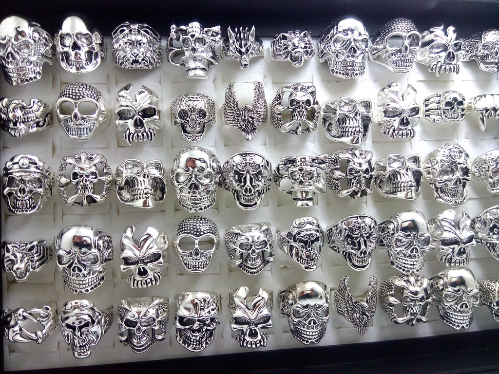 Skull Skeleton Gothic Biker Rings Men's Rock Punk Ring Party Favor Top Styles Mix Wholesale Fashoin Cool Jewelry lots HOT