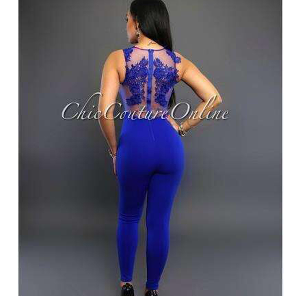 Women's Jumpsuits & Rompers Wholesale- Sought-After Women Sexy Evening Party Playsuit Ladies Lace Long Jumpsuit Clubwear1