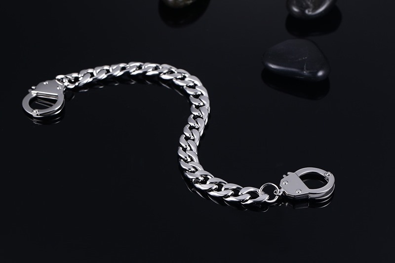 Men Handcuffs Bracelet Stainless Steel Link Chain Bracelets Men Jewelry Secret Shades Mens Handcuff Bracelet 20.5cm BR-277