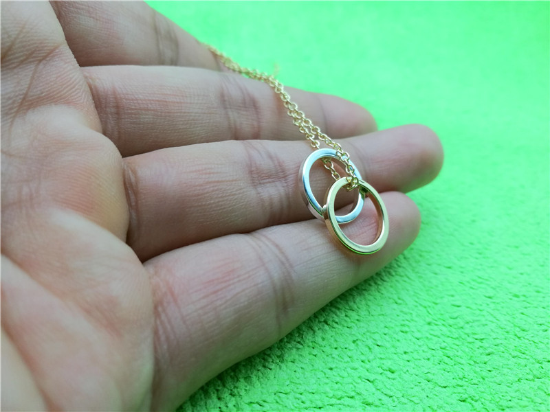 30PCS- N141 Hollow Outline Open Two Circles Necklace Simple Double Circle Necklace Geometric Circle Round Necklaces for Women