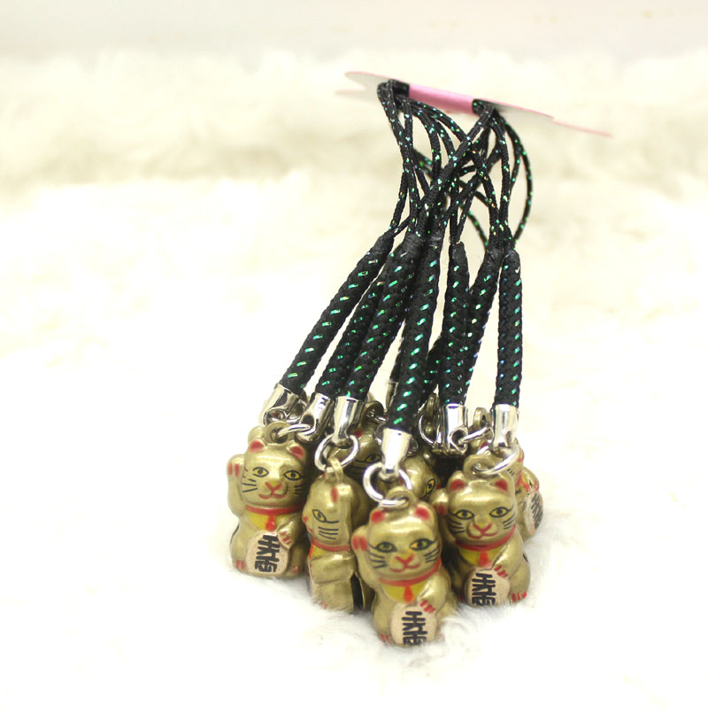 Wholesale New Universal 20pcs Popular Anime Cartoon Lucky Cat Cell Phone Metal Straps & Charms Cute Tinkle Bell creative gifts hot 031