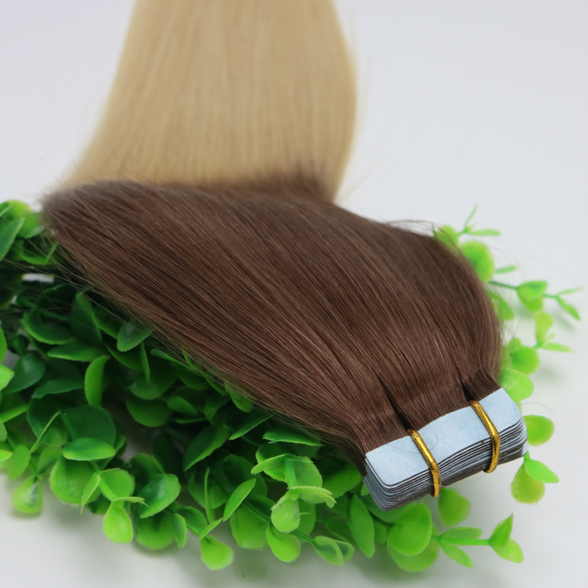 Ombre Hair Dark Brown 4# Shade To Golden Blonde 613#Tape In Human Hair Extensions 40pcs 100gram Brazilian Remy Hair