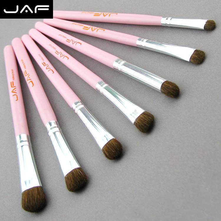 JAF Classic 7pcs Brushes for Makeup 100% Natural Animal Horse Pony Hair Eye Makeup Brush Set white/black/pink