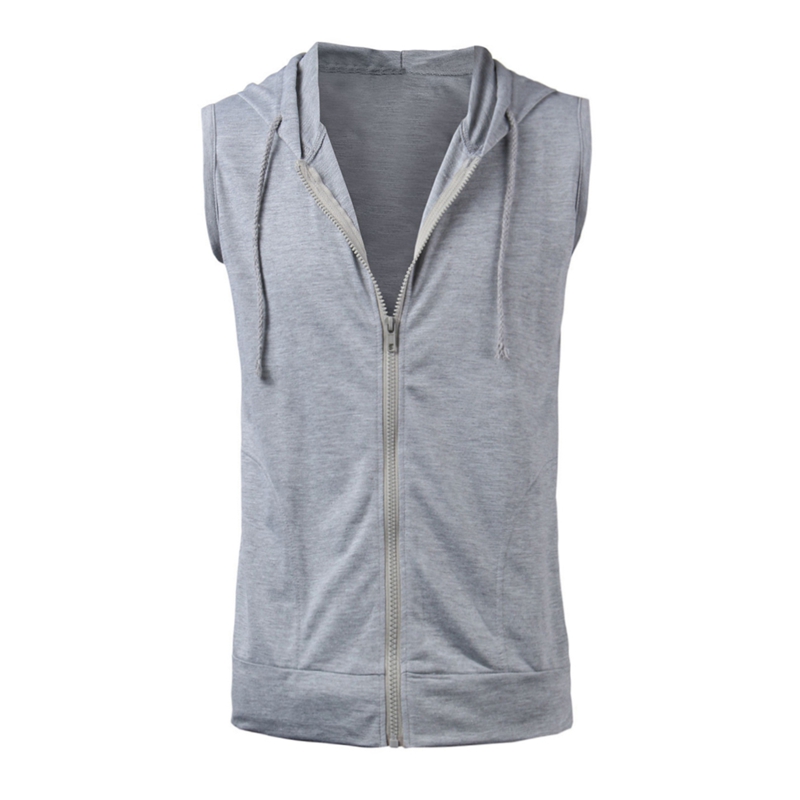 New 2020 Mens Vest Slim Fit Basic Hooded Jacket Sleeveless Vest Waistcoat Zipper Hoodies Sweatshirt 4 Colors