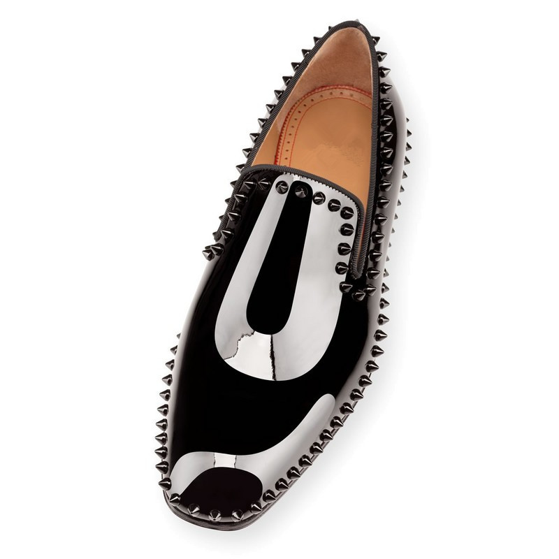 Fashion Design Men Rivets Wedding Shoes Patent Flats Spring Summer Slender Silhouette Spike Studded Loafers For Mens, Black
Fashion Design Men Rivets Wedding Shoes Patent Flats Spring Summer Slender Silhouette Spike Studded Loafers For Mens, Black