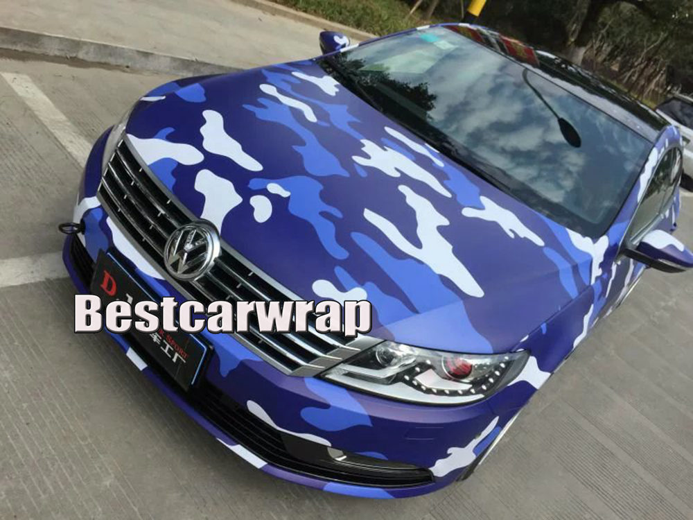 Blue Arctic Camo VINYL Full Car Wrapping Camouflage Foil Stickers with Camo truck covering foil with air free size 1.52 x 30m/Roll
