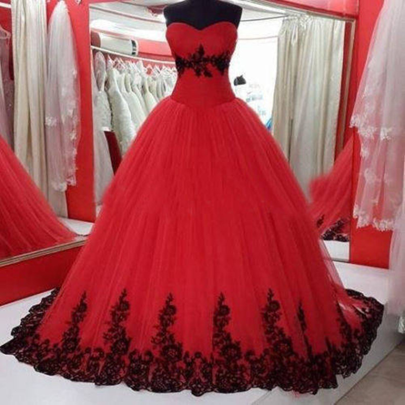 2017 Sexy Red Lace Ball Gown Quinceanera Dress with Appliques Tulle Lace Up Plus Size Sweet 16 Dress Vestido Debutante Gowns BQ95