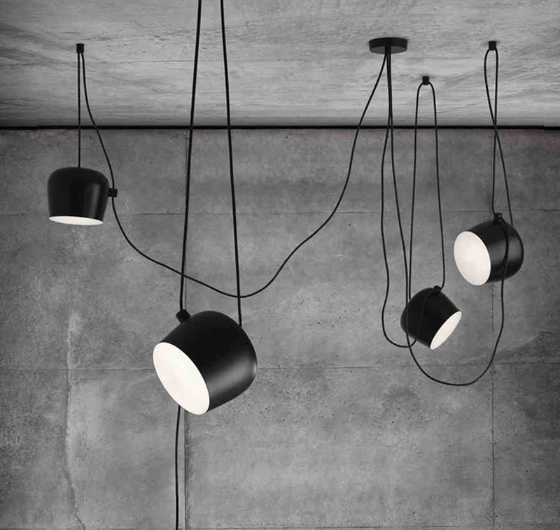 1/2/3/4/5 Têtes DIY Drum LED Lampe suspension pour restaurant Moderne Vêtements Fenêtre Fenêtre Pendentif industriel Lumière d'éclairage intérieu